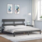 vidaXL Cadre de lit sans matelas gris 200x200 cm bois massif de pin