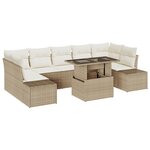 vidaXL Ensemble de salon de jardin 8 pièces avec coussins beige en poly rotin