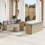vidaXL Canapé de jardin 11 pièces avec coussins Beige Poly Rotin Acacia