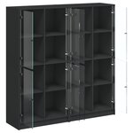 vidaXL Bibliothèque avec portes noir 136x37x142 cm bois d'ingénierie