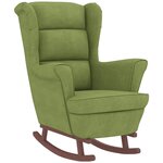 vidaXL Chaise à bascule avec pieds en bois et tabouret Vert clair