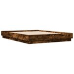 vidaXL Cadre de lit avec LED sans matelas chêne fumé 140x200 cm