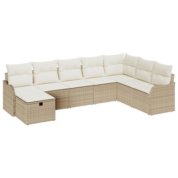 Ensemble de Canapé de Jardin 8 pièces vidaXL avec Coussins en Rotin Poly Beige