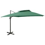 vidaXL Parasol déporté avec double toit 300x300 cm vert