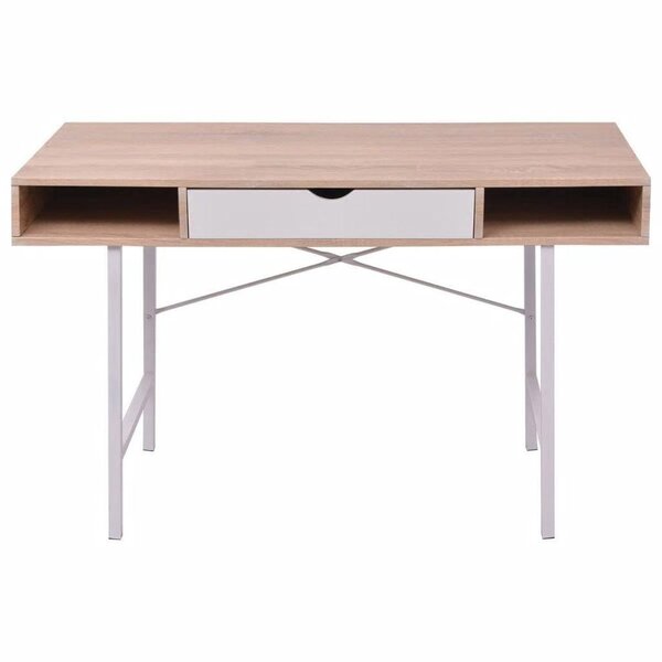 Bureau table meuble travail informatique bureau avec 1 tiroir chêne et blanc 0502072