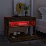 vidaXL Meuble TV avec lumières LED Chêne fumé 60x35x40 cm