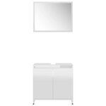 vidaXL Meubles de salle de bain Blanc brillant Bois d'ingénierie
