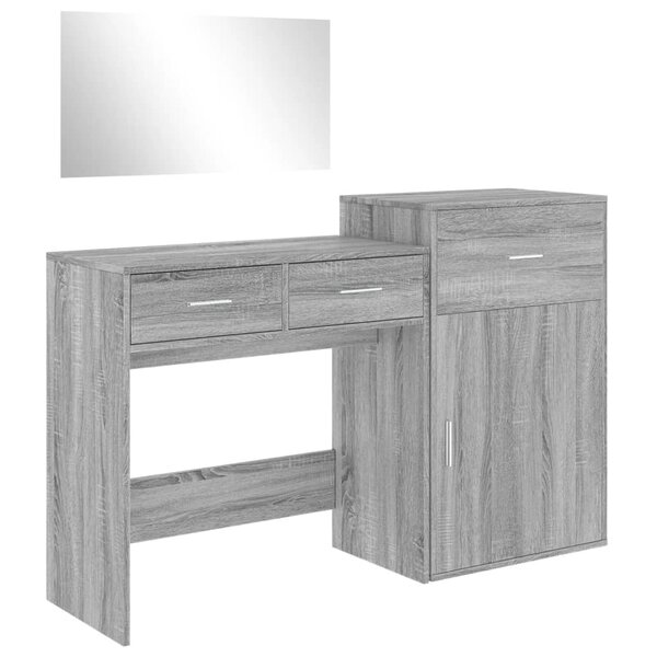 vidaXL Ensemble de coiffeuse 3 Pièces sonoma gris bois d'ingénierie