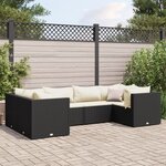 vidaXL Salon de jardin 6 Pièces avec coussins Noir Résine tressée