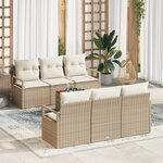 Ensemble de Canapé de Jardin vidaXL 7 pièces avec Coussins Beige en Rattan Acacia