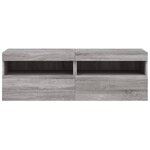 vidaXL Meubles TV muraux et lumières LED 2Pièces sonoma gris 60x30x40 cm