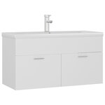 vidaXL Armoire d'évier avec lavabo intégré Blanc Aggloméré