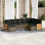 vidaXL Salon de jardin 9 Pièces avec coussins gris résine tressée