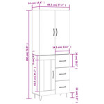 vidaXL Buffet haut Noir 69 5x34x180 cm Bois d'ingénierie