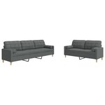 vidaXL Ensemble de canapés 2 Pièces coussins décoratifs gris foncé tissu