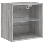 vidaXL Table de chevet murale avec lumières LED sonoma gris