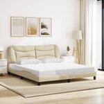 vidaXL Cadre de lit avec LED sans matelas crème 180x200 cm tissu