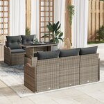 vidaXL Canapé de jardin 6 pièces avec coussins en poly rotin gris