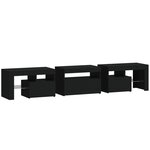 vidaXL Meuble TV avec lumières LED Noir 200x36 5x40 cm