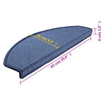 vidaXL Tapis d'escalier 15 Pièces Bleu 65x24x4 cm