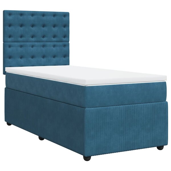 vidaXL Sommier à lattes de lit avec matelas Bleu foncé 90x190 cm