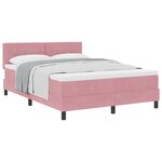 Lit à sommier tapissier avec matelas rose 160x200 cm en velours