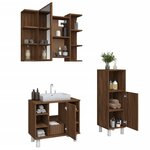 vidaXL Ensemble d'armoires de salle de bain 3 Pièces chêne marron