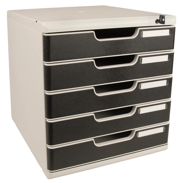 Module De Classement Modulo Office 5 Tiroirs Fermables À Clé - Noir - Exacompta
