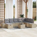 vidaXL Ensemble de canapé de jardin 9 pièces avec coussins en rotin beige