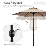 Parasol hexagonal inclinable dim. Ø 2 3 x 2 16H m métal polyester haute densité beige