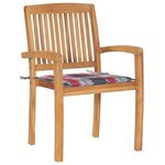 vidaXL Chaises de jardin empilables avec coussins 6 Pièces Teck solide