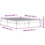 vidaXL Cadre de lit chêne marron 120x190 cm bois d'ingénierie et métal