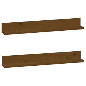 vidaXL Étagères murales 2 Pièces Marron miel 80x11x9cm Bois de pin massif