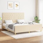 vidaXL Cadre de lit avec tête de lit Crème 160 x 200 cm Tissu