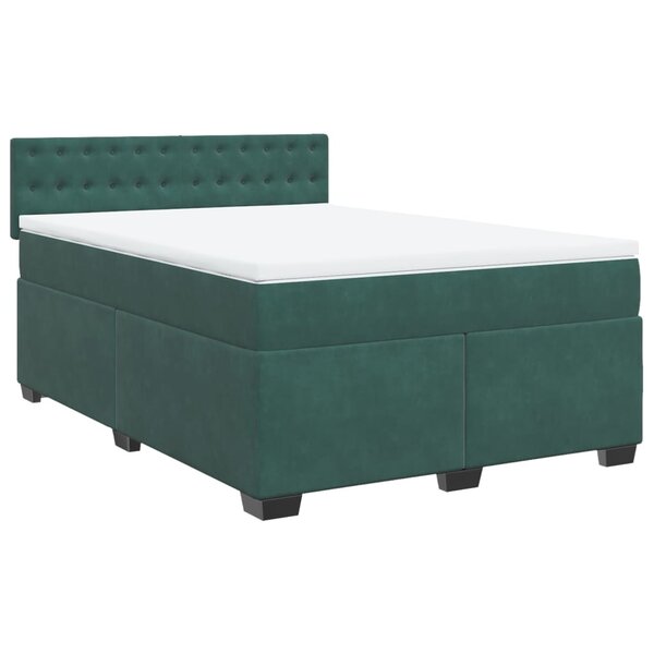 vidaXL Sommier à lattes de lit et matelas Vert foncé 140x200cm Velours