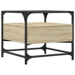 vidaXL Table basse et dessus en verre chêne sonoma 50x50x45 cm acier