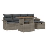Ensemble de canapé de jardin 6 pièces avec coussins Gris Poly Rattan