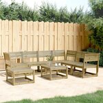 vidaXL Salon de jardin 7 Pièces bois de pin imprégné