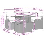 vidaXL Set de salle à manger de jardin 5 pièces avec coussins noirs en poly rotin
