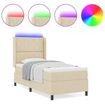 Base de lit Box Spring vidaXL avec matelas et LED Crème 100x200 cm en tissu