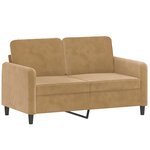vidaXL Canapé 2 places avec oreillers décoratifs brun 120 cm velours