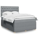 vidaXL Sommier à lattes de lit avec matelas Gris clair 140x190cm Tissu