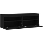 vidaXL Meubles TV muraux avec lumières LED 2 Pièces noir 60x30x40 cm