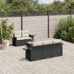 vidaXL Salon de jardin 6 Pièces avec coussins noir résine tressée