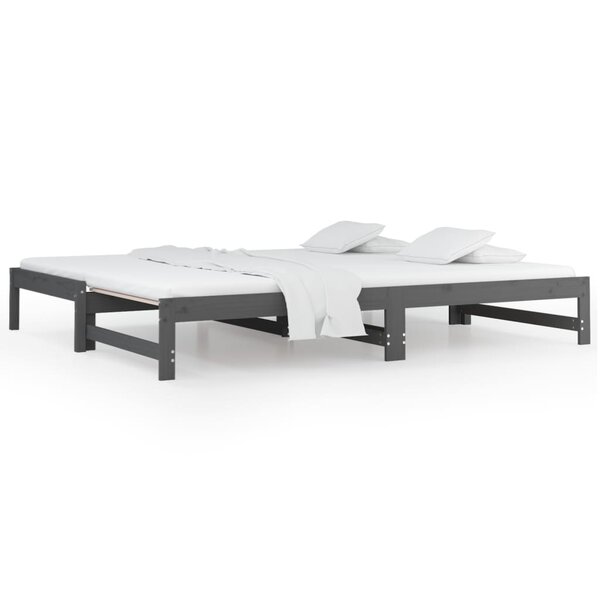 vidaXL Lit coulissant Gris 2x(90x200) cm Bois de pin massif