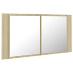 vidaXL Armoire à miroir à LED de bain Chêne sonoma 90x12x45 Acrylique
