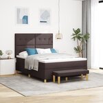 vidaXL Cadre de lit avec matelas et banc Marron foncé 140x190 cm Tissu