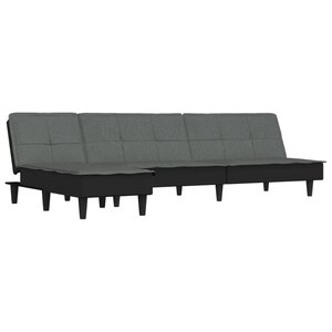 vidaXL Canapé-lit en forme de L gris foncé 255x140x70 cm tissu