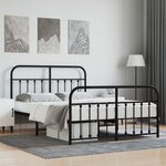 vidaXL Cadre de lit métal sans matelas avec pied de lit noir 140x200cm