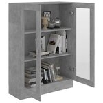 vidaXL Armoire à vitrine Gris béton 82 5x30 5x115 cm Bois d'ingénierie